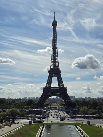 The Eiffel Tower seen from the Trocadero, widest view
