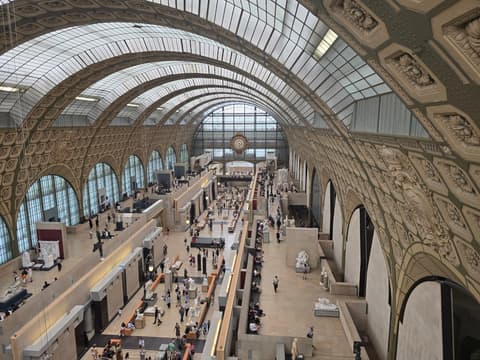 The main hall with the clock small at the far end