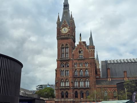 St Pancras clock tower and hotel front