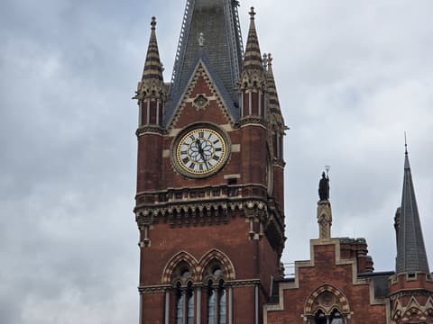 The upper part of the clock tower