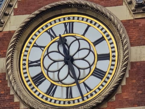 The clock face filling the frame